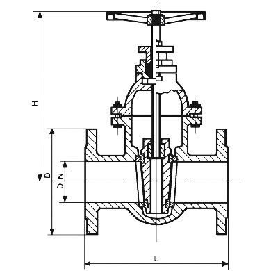 DN100 PN 10 ve 16 Metal Oturmalı Sürgülü Vanalar Oval Gövde Dökme Demir İç Vidalı